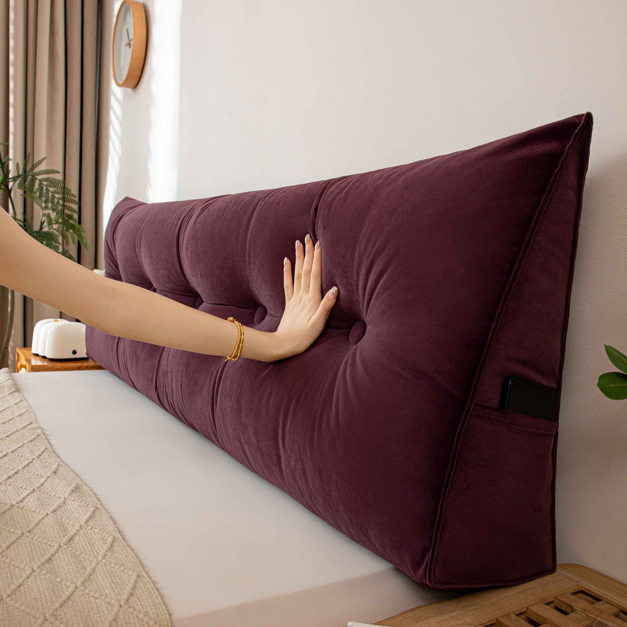 91家纺网 家纺一手货源 找家纺 沐沐家纺 2026新款磨砂绒三角靠背（不带头枕） 紫色