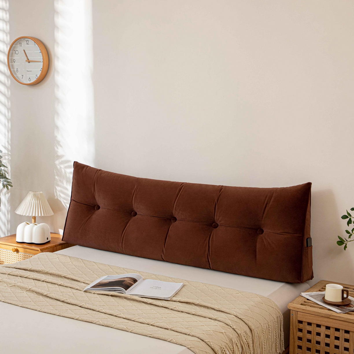 91家纺网 家纺一手货源 找家纺 沐沐家纺 2026新款磨砂绒三角靠背（不带头枕） 棕色