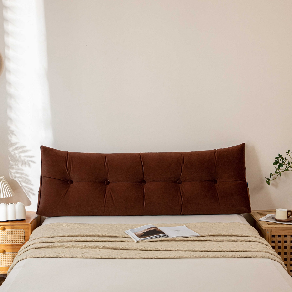 91家纺网 家纺一手货源 找家纺 沐沐家纺 2026新款磨砂绒三角靠背（不带头枕） 棕色