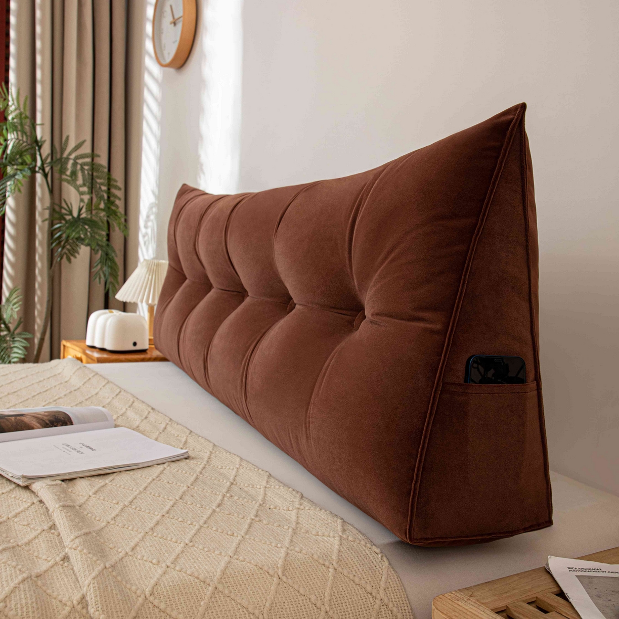 91家纺网 家纺一手货源 找家纺 沐沐家纺 2026新款磨砂绒三角靠背（不带头枕） 棕色