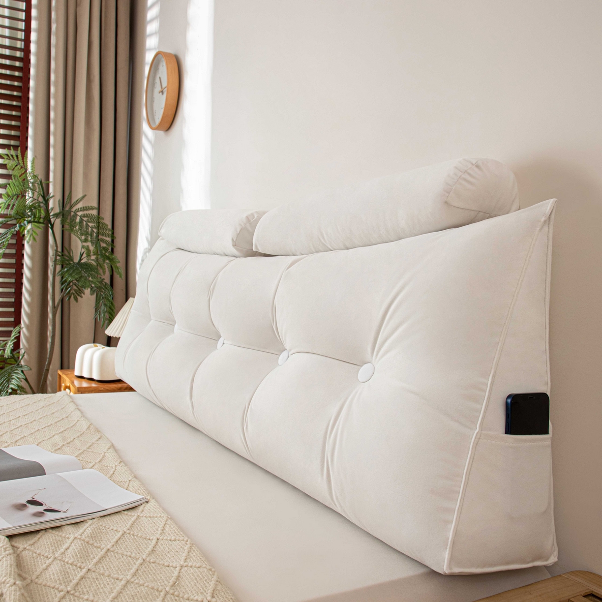 91家纺网 家纺一手货源 找家纺 （总）沐沐家纺 2026新款磨砂绒三角靠背（带头枕）