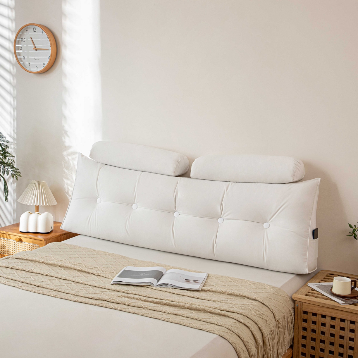 91家纺网 家纺一手货源 找家纺 沐沐家纺 2026新款磨砂绒三角靠背（带头枕） 白色