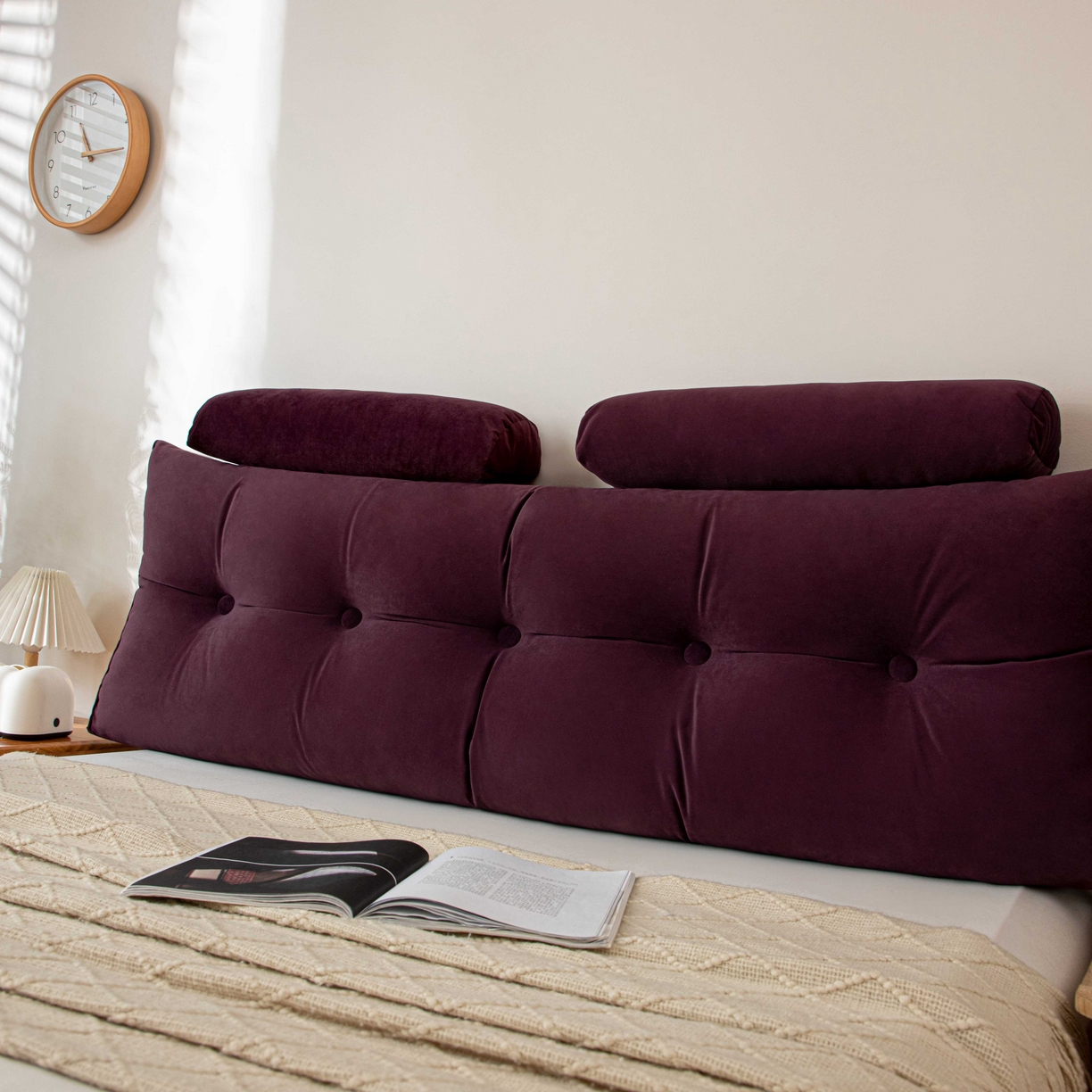 91家纺网 家纺一手货源 找家纺 沐沐家纺 2026新款磨砂绒三角靠背（带头枕） 紫色