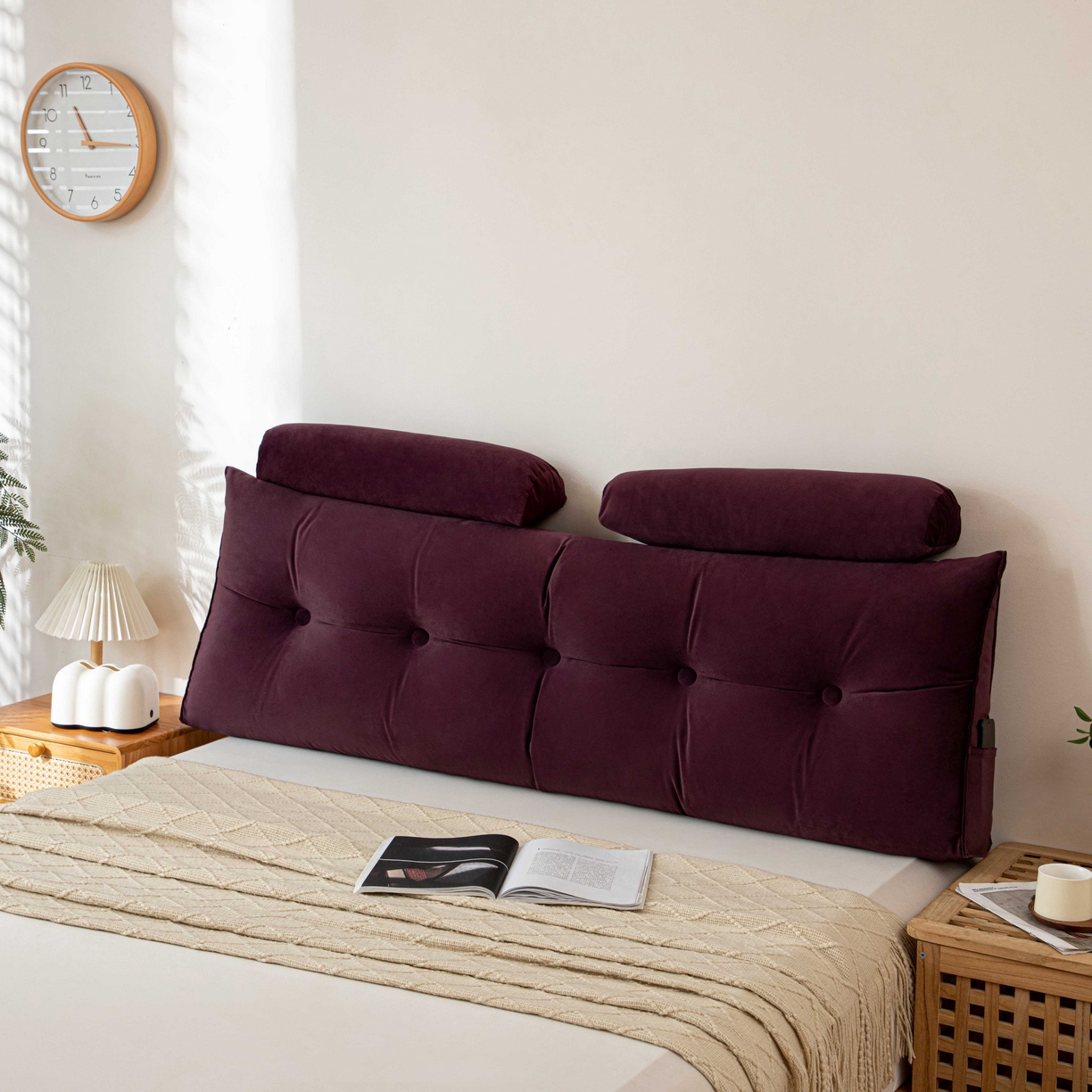 91家纺网 家纺一手货源 找家纺 沐沐家纺 2026新款磨砂绒三角靠背（带头枕） 紫色