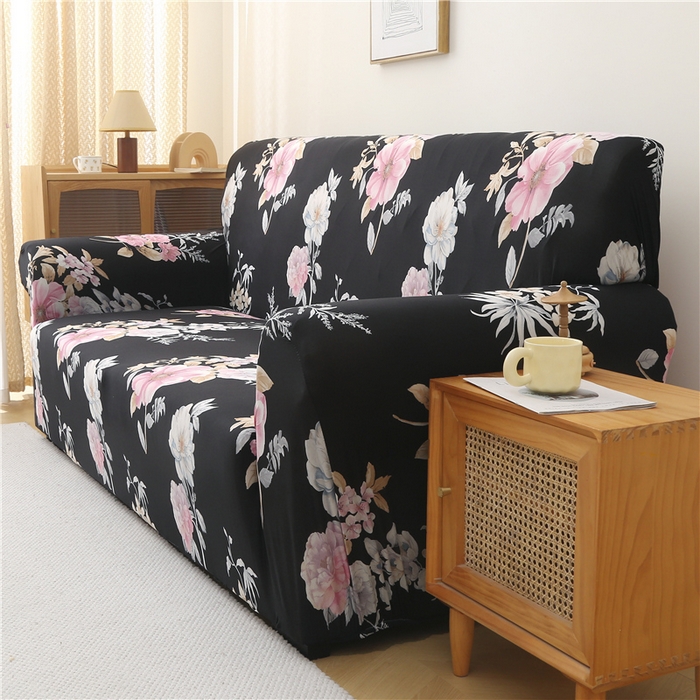 91家纺网 家纺一手货源 找家纺 雅竹 2025新款牛奶丝全包印花沙发套 粉黛