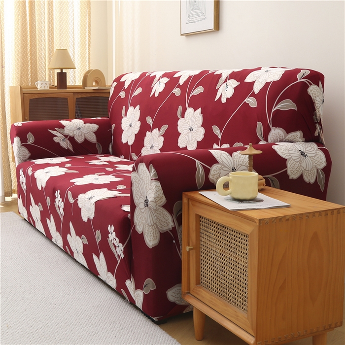 91家纺网 家纺一手货源 找家纺 雅竹 2025新款牛奶丝全包印花沙发套 红藤