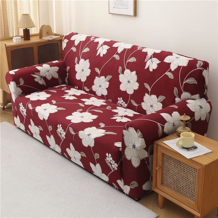 91家纺网 家纺一手货源 找家纺 雅竹 2025新款牛奶丝全包印花沙发套 红藤