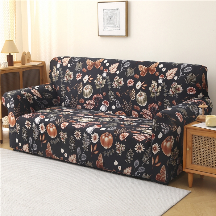 91家纺网 家纺一手货源 找家纺 雅竹 2025新款牛奶丝全包印花沙发套 金盏