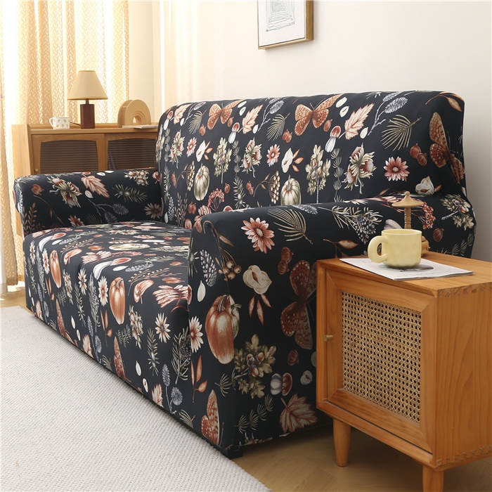 91家纺网 家纺一手货源 找家纺 雅竹 2025新款牛奶丝全包印花沙发套 金盏