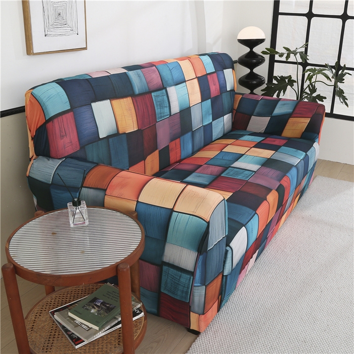 91家纺网 家纺一手货源 找家纺 雅竹 2025新款牛奶丝全包印花沙发套 数码彩格