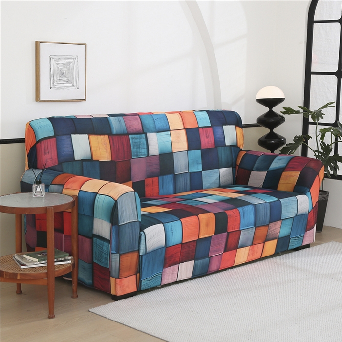 91家纺网 家纺一手货源 找家纺 雅竹 2025新款牛奶丝全包印花沙发套 数码彩格