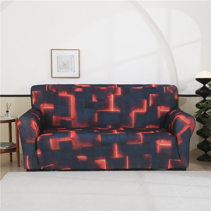 雅竹 2025新款牛奶丝全包印花沙发套 数码黑格