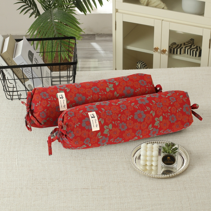 91家纺网 家纺一手货源 找家纺 明星枕业 2025新款a类荞麦颈椎枕全棉双层纱圆柱糖果枕纯枕头全壳硬枕成人颈椎支撑 花间物语红