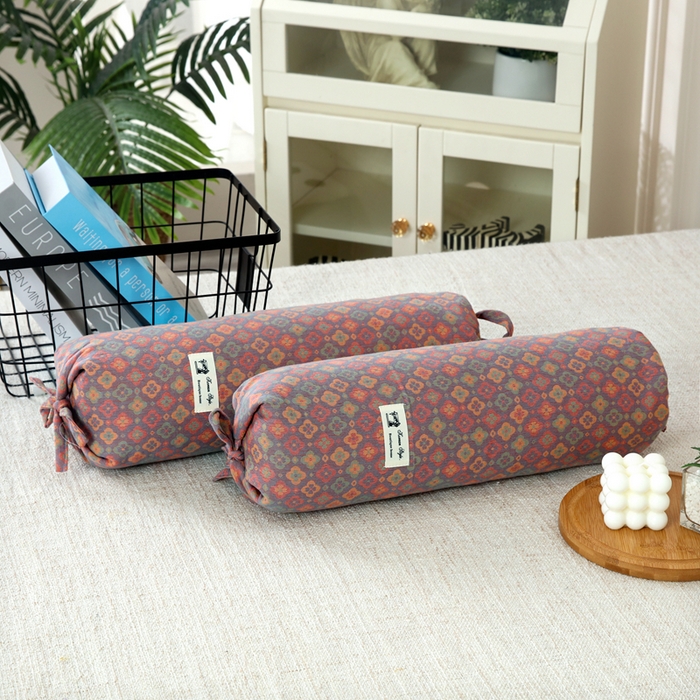 明星枕业 2025新款a类荞麦颈椎枕全棉双层纱圆柱糖果枕纯枕头全壳硬枕成人颈椎支撑 香奈紫