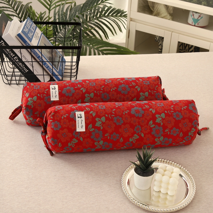 91家纺网 家纺一手货源 找家纺 明星枕业 2025新款a类荞麦颈椎枕全棉双层纱圆柱糖果枕纯枕头全壳硬枕成人颈椎支撑 花间物语红