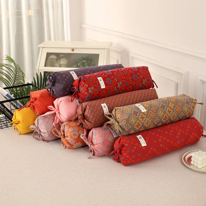 （总）明星枕业 2025新款a类荞麦颈椎枕全棉双层纱圆柱糖果枕纯枕头全壳硬枕成人颈椎支撑