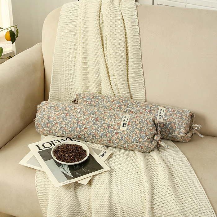 91家纺网 家纺一手货源 找家纺 明星枕业 2025新款a类荞麦颈椎枕全棉双层纱圆柱糖果枕纯枕头全壳硬枕成人颈椎支撑 荒野花园 米