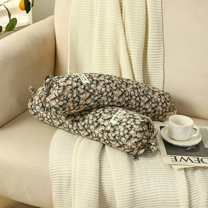 91家纺网 家纺一手货源 找家纺 明星枕业 2025新款a类荞麦颈椎枕全棉双层纱圆柱糖果枕纯枕头全壳硬枕成人颈椎支撑 荒野花园 黑