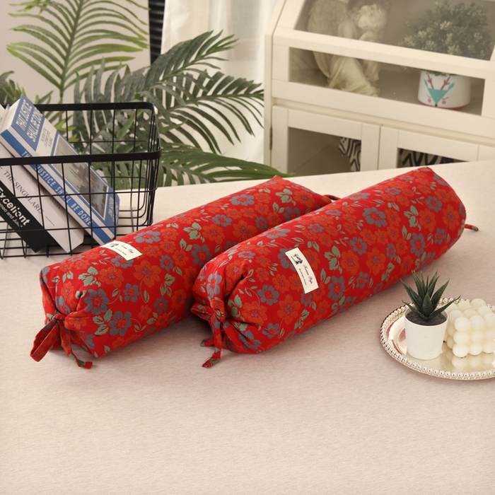 91家纺网 家纺一手货源 找家纺 明星枕业 2025新款a类荞麦颈椎枕全棉双层纱圆柱糖果枕纯枕头全壳硬枕成人颈椎支撑 花间物语红