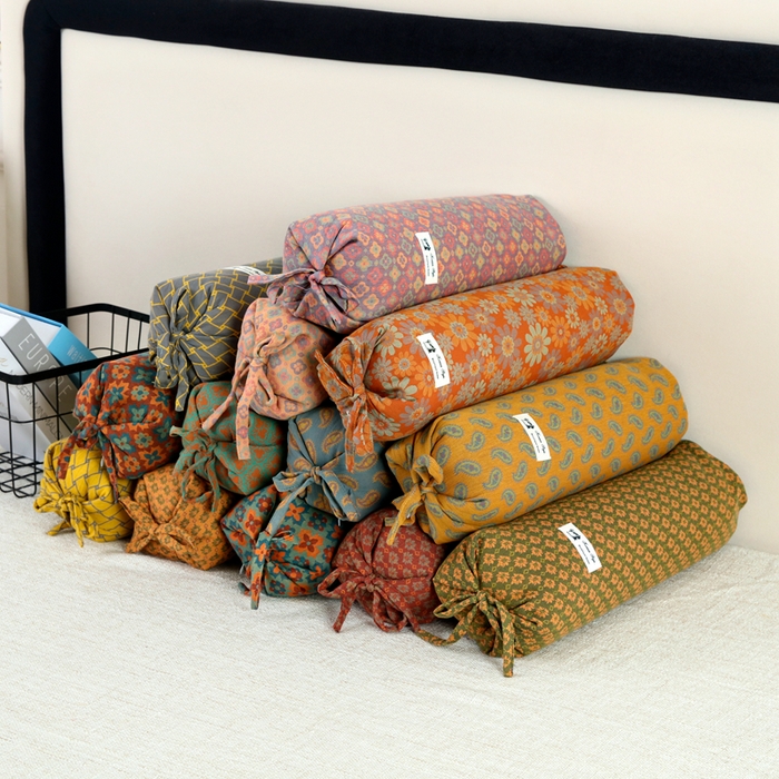 91家纺网 家纺一手货源 找家纺 明星枕业 2025新款a类荞麦颈椎枕全棉双层纱圆柱糖果枕纯枕头全壳硬枕成人颈椎支撑 组合图仅供展示