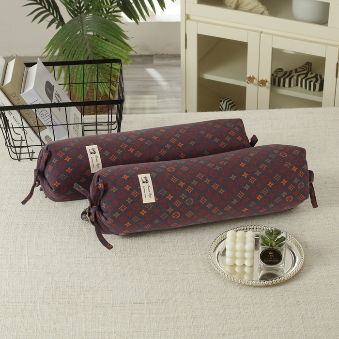 明星枕业 2025新款a类荞麦颈椎枕全棉双层纱圆柱糖果枕纯枕头全壳硬枕成人颈椎支撑 莫里斯蓝