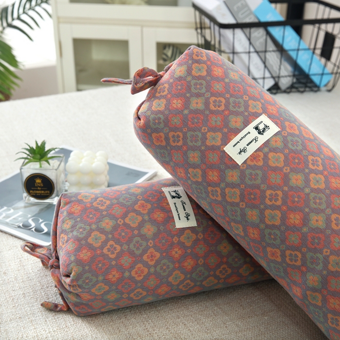 91家纺网 家纺一手货源 找家纺 明星枕业 2025新款a类荞麦颈椎枕全棉双层纱圆柱糖果枕纯枕头全壳硬枕成人颈椎支撑 香奈紫