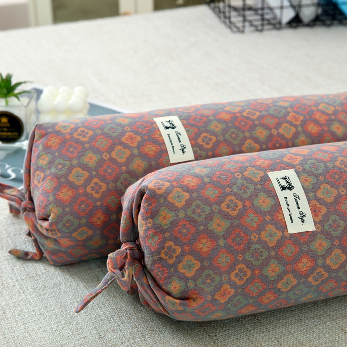 91家纺网 家纺一手货源 找家纺 明星枕业 2025新款a类荞麦颈椎枕全棉双层纱圆柱糖果枕纯枕头全壳硬枕成人颈椎支撑 香奈紫