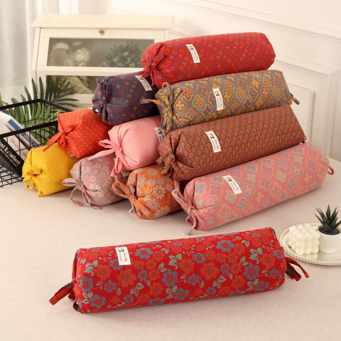 91家纺网 家纺一手货源 找家纺 （总）明星枕业 2025新款a类荞麦颈椎枕全棉双层纱圆柱糖果枕纯枕头全壳硬枕成人颈椎支撑