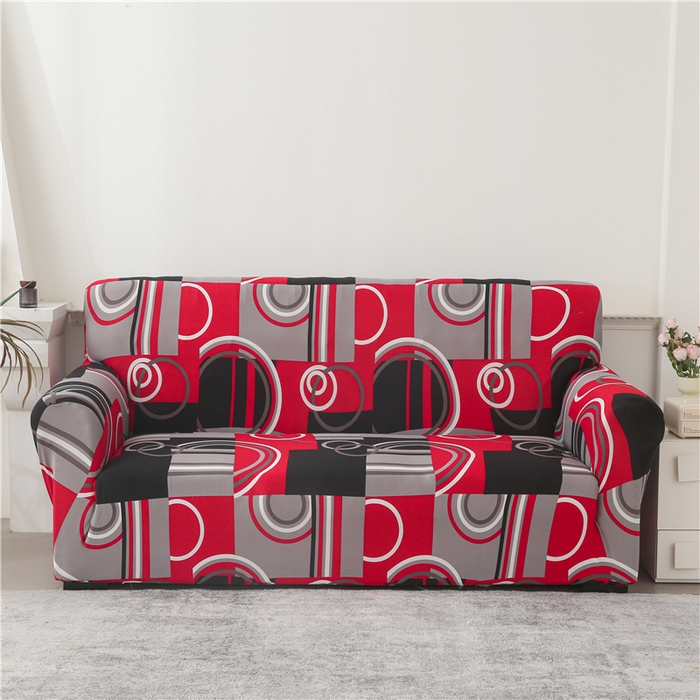 雅竹 2025新款三人位牛奶丝印花沙发套系列 圆环