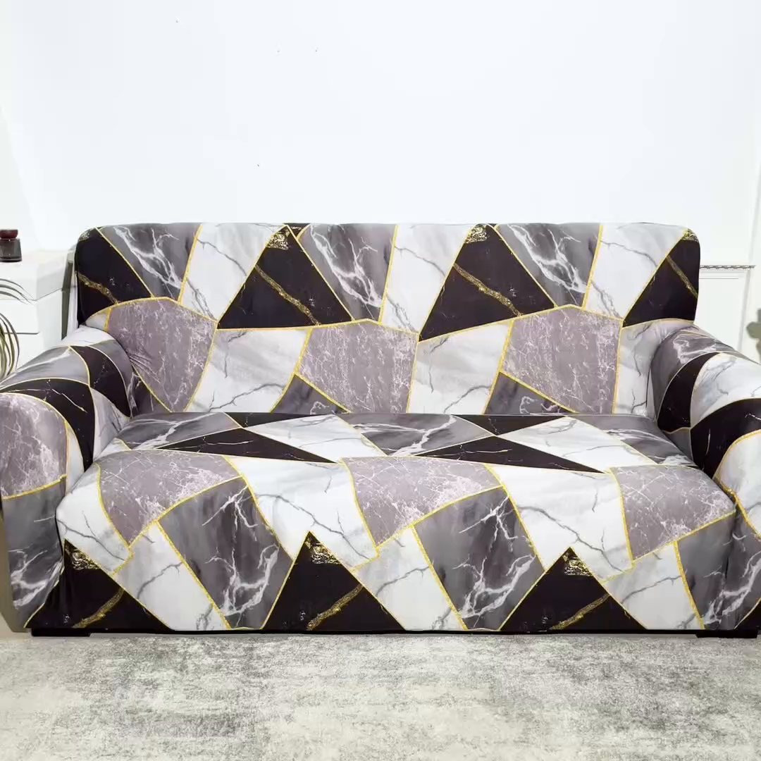 91家纺网 家纺一手货源 找家纺 雅竹 2025新款三人位牛奶丝印花沙发套系列 理石纹