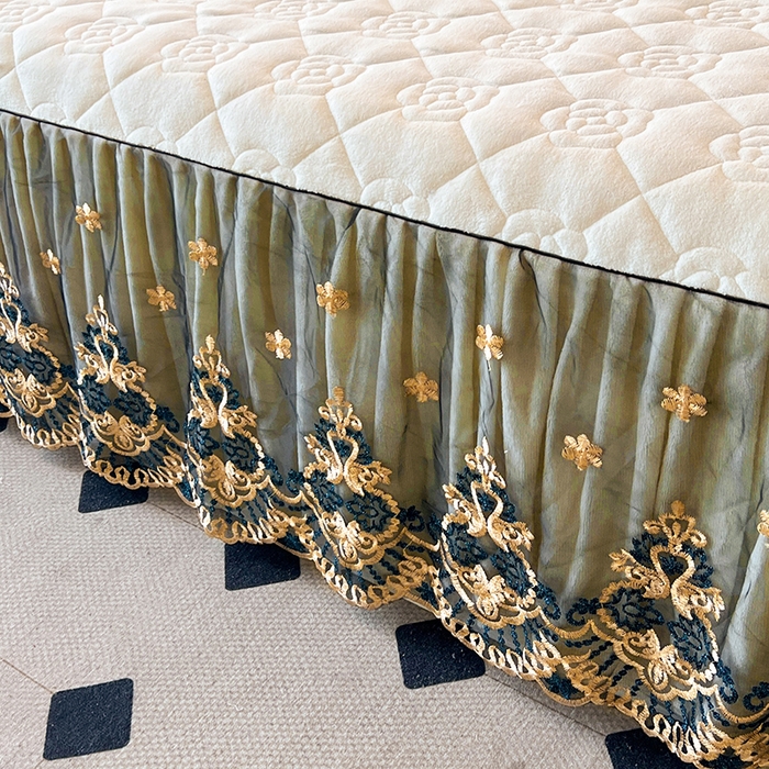 91家纺网 家纺一手货源 找家纺 （总）罗艺轩 2025新款牛奶绒浪漫花边床裙款四件套-暖洋洋（报活动和优惠券后控价99起/控价107起）