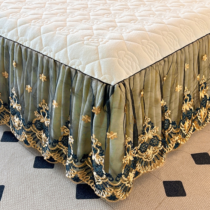 91家纺网 家纺一手货源 找家纺 （总）罗艺轩 2025新款牛奶绒浪漫花边床裙款四件套-暖洋洋（报活动和优惠券后控价99起/控价107起）