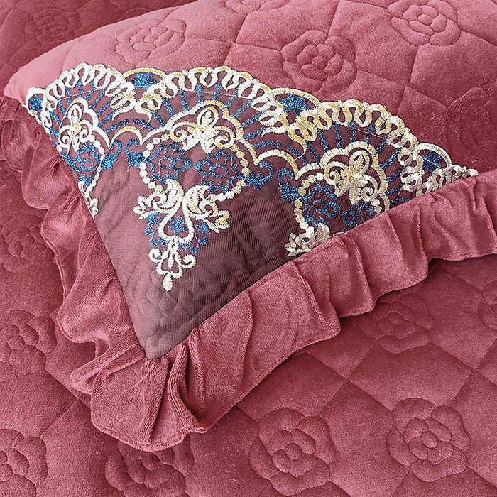 91家纺网 家纺一手货源 找家纺 罗艺轩 2025新款牛奶绒浪漫花边床裙款四件套-暖洋洋（报活动和优惠券后控价99起/控价107起） 暖洋洋-豆沙