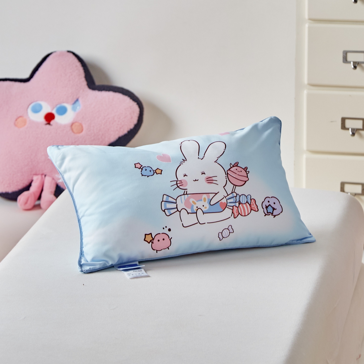 91家纺网 家纺一手货源 找家纺 暖羽屋羽绒馆 2025新款抗菌防螨绒子含量95白鸭绒被芯1.5米儿童羽绒被子婴幼儿学生鸭绒被春秋被 奶糖大白兔