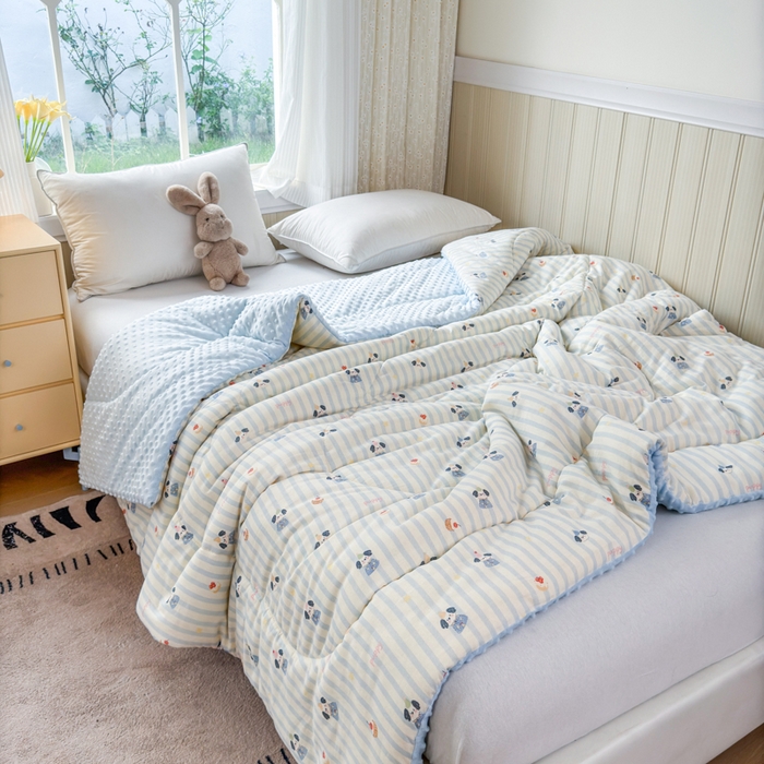 91家纺网 家纺一手货源 找家纺 （总）卡芙芯类馆 2025新款双层纱宝宝绒豆豆被被子被芯