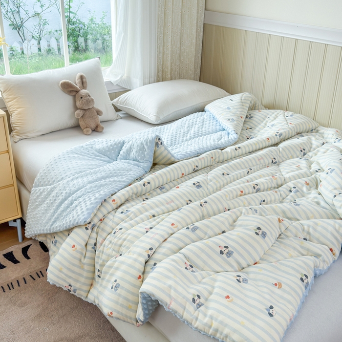 91家纺网 家纺一手货源 找家纺 卡芙芯类馆 2025新款双层纱宝宝绒豆豆被被子被芯 蛋糕小狗