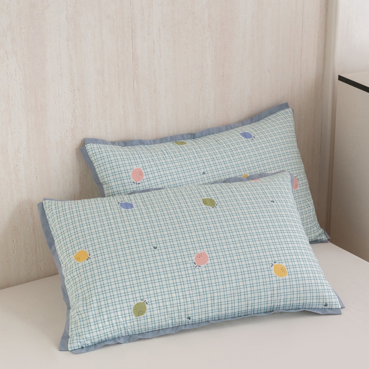 91家纺网 家纺一手货源 找家纺 芯奇想 2025新款全棉夹棉全包枕套 全棉夹棉全包枕套-格子橙