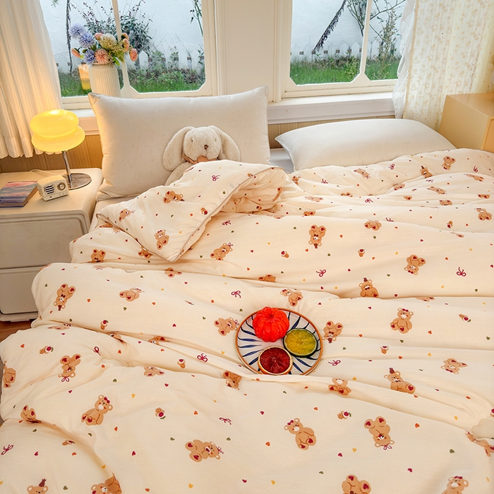 91家纺网 家纺一手货源 找家纺 卡芙芯类馆 2025新款可爱A类卡通提花大豆被春秋被冬被被子被芯 可爱熊