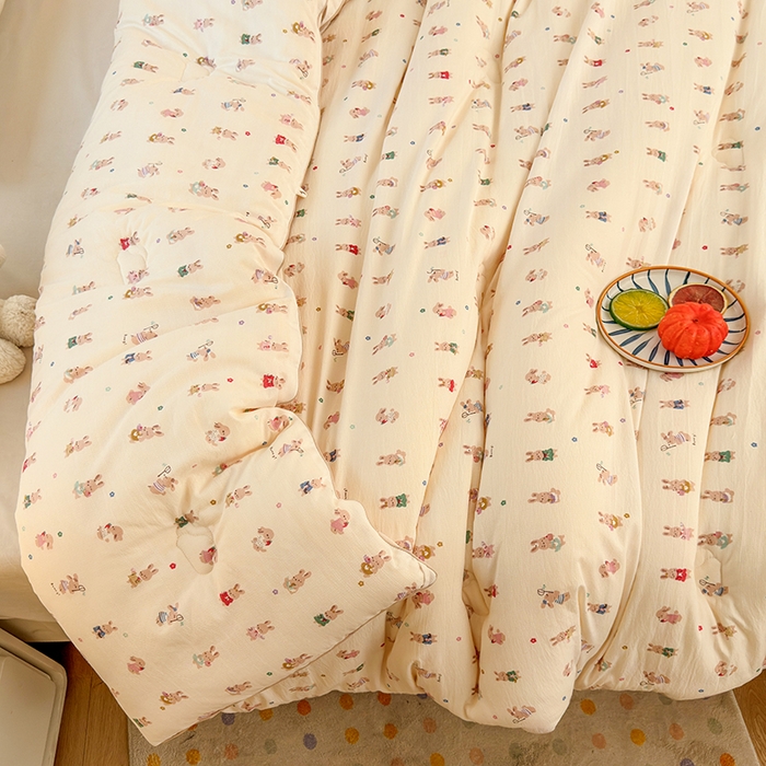 91家纺网 家纺一手货源 找家纺 卡芙芯类馆 2025新款可爱A类卡通提花大豆被春秋被冬被被子被芯 萌萌兔