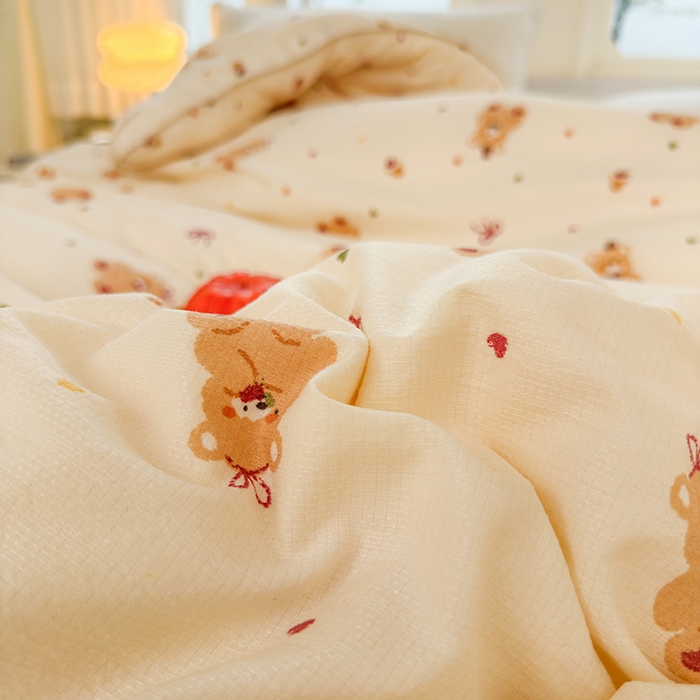 91家纺网 家纺一手货源 找家纺 卡芙芯类馆 2025新款可爱A类卡通提花大豆被春秋被冬被被子被芯 可爱熊