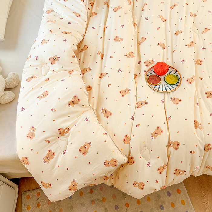 91家纺网 家纺一手货源 找家纺 卡芙芯类馆 2025新款可爱A类卡通提花大豆被春秋被冬被被子被芯 可爱熊