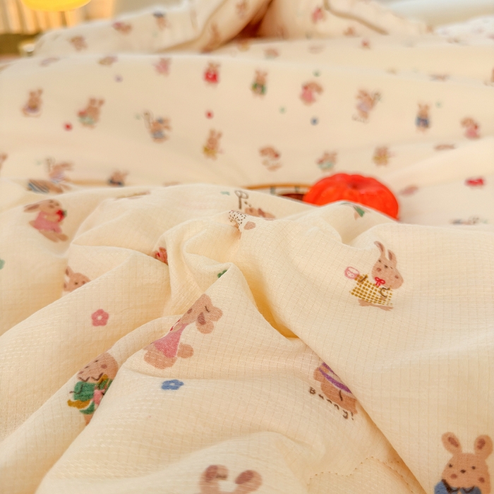 91家纺网 家纺一手货源 找家纺 卡芙芯类馆 2025新款可爱A类卡通提花大豆被春秋被冬被被子被芯 萌萌兔