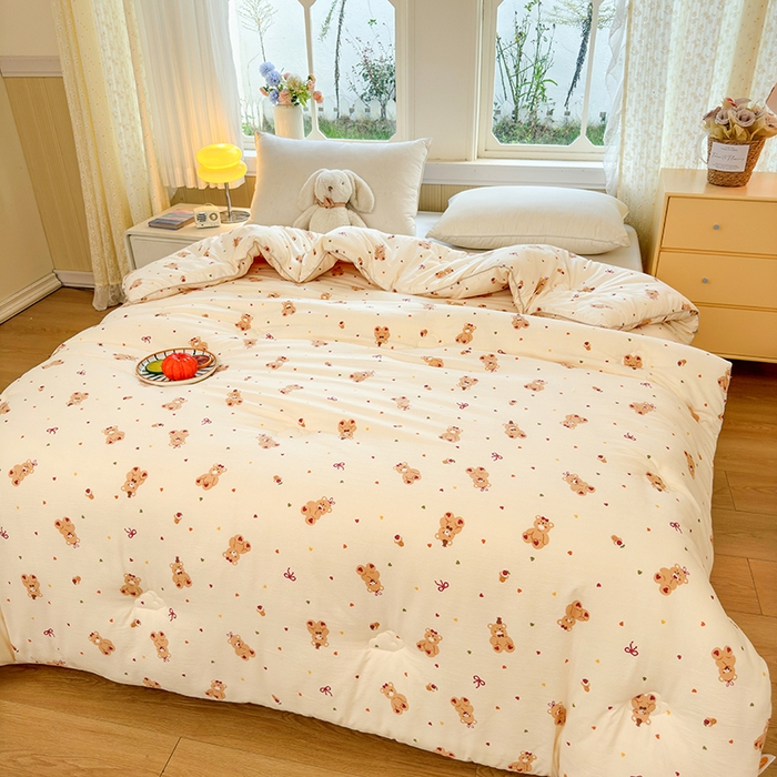 91家纺网 家纺一手货源 找家纺 卡芙芯类馆 2025新款可爱A类卡通提花大豆被春秋被冬被被子被芯 可爱熊