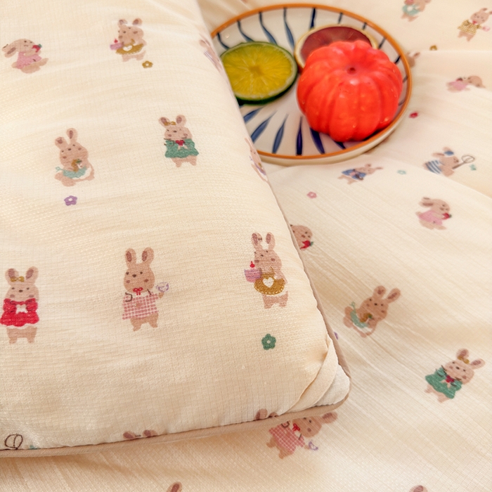 91家纺网 家纺一手货源 找家纺 卡芙芯类馆 2025新款可爱A类卡通提花大豆被春秋被冬被被子被芯 萌萌兔