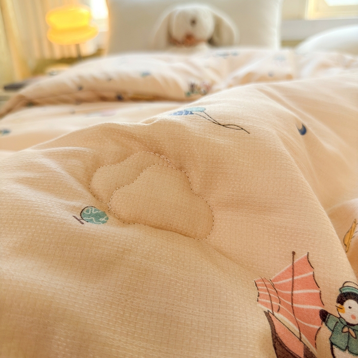 91家纺网 家纺一手货源 找家纺 卡芙芯类馆 2025新款可爱A类卡通提花大豆被春秋被冬被被子被芯 小企鹅