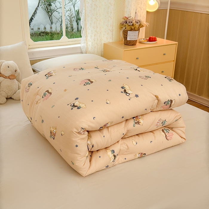 91家纺网 家纺一手货源 找家纺 卡芙芯类馆 2025新款可爱A类卡通提花大豆被春秋被冬被被子被芯 小企鹅