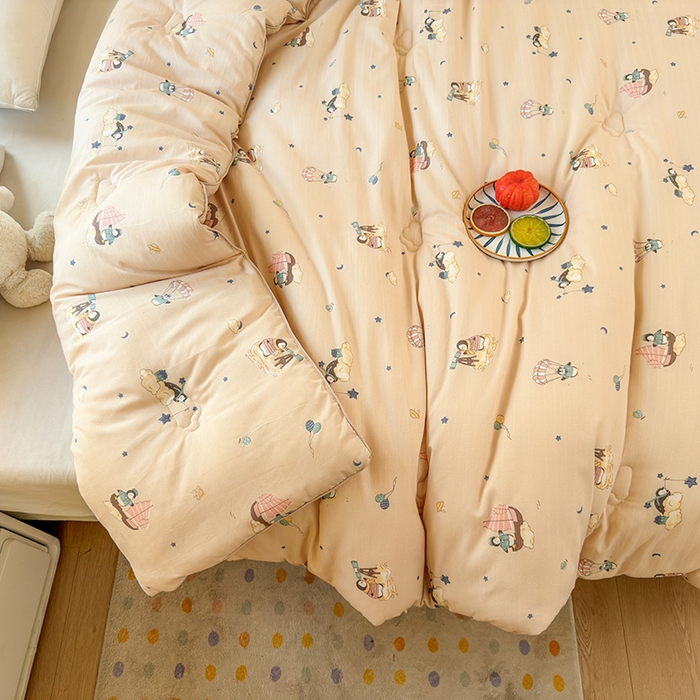 91家纺网 家纺一手货源 找家纺 卡芙芯类馆 2025新款可爱A类卡通提花大豆被春秋被冬被被子被芯 小企鹅