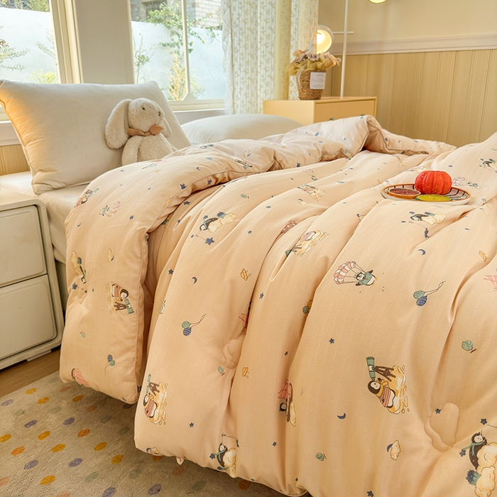 91家纺网 家纺一手货源 找家纺 卡芙芯类馆 2025新款可爱A类卡通提花大豆被春秋被冬被被子被芯 小企鹅