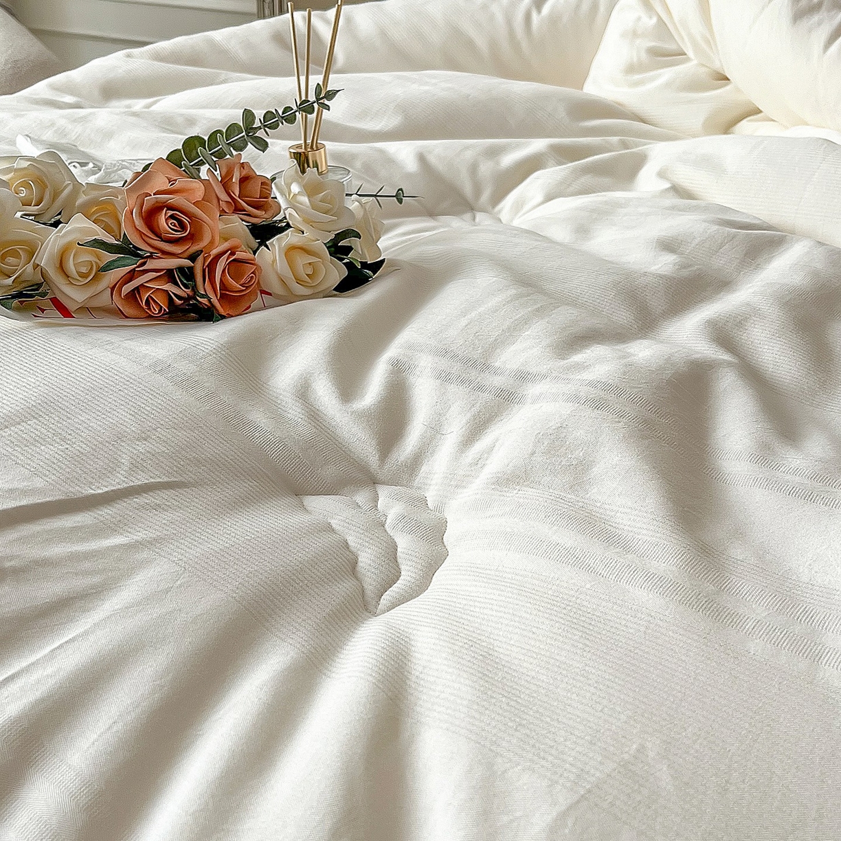 91家纺网 家纺一手货源 找家纺 卡芙芯类馆 2025新款A类全棉提花大豆被春秋被冬被子母被被子被芯 白色-冬被