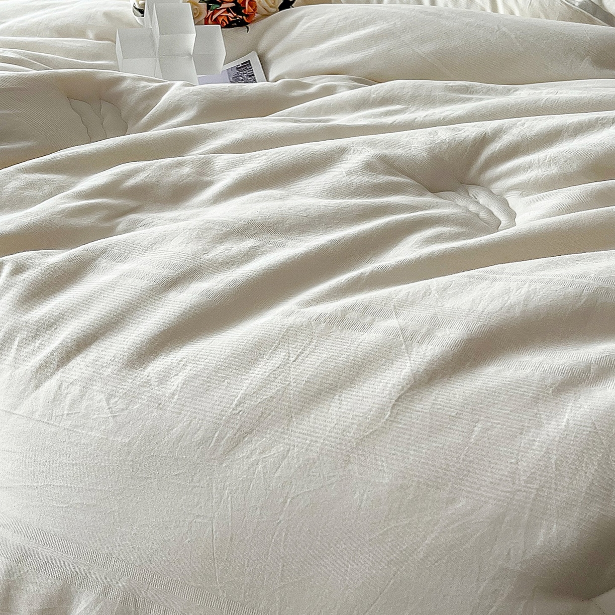 91家纺网 家纺一手货源 找家纺 卡芙芯类馆 2025新款A类全棉提花大豆被春秋被冬被子母被被子被芯 白色-冬被